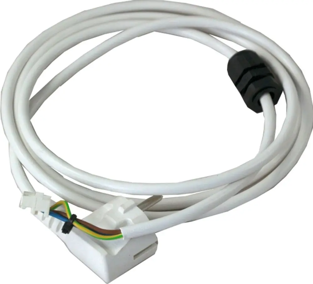 Weißes Kabel mit Netzstecker und mehreren Leitungen. Geeignet für bestimmte Anwendungen, möglicherweise kompatibel mit Wolf-Geräten.